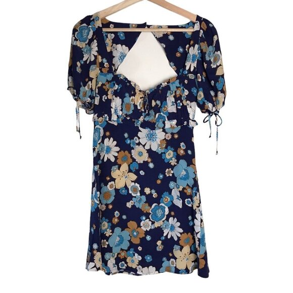 For Love & Lemons Magnolia Navy Floral Mini Dress  Size X-Small - Picture 3 of 11
